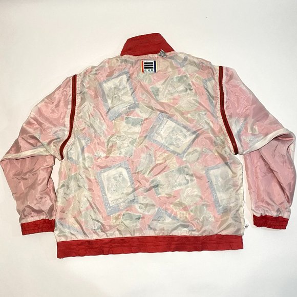 Vintage EVR Div Rousso Apparel Group Red Silk Print Quilted Sleeves Jacket Sz M - Picture 7 of 11